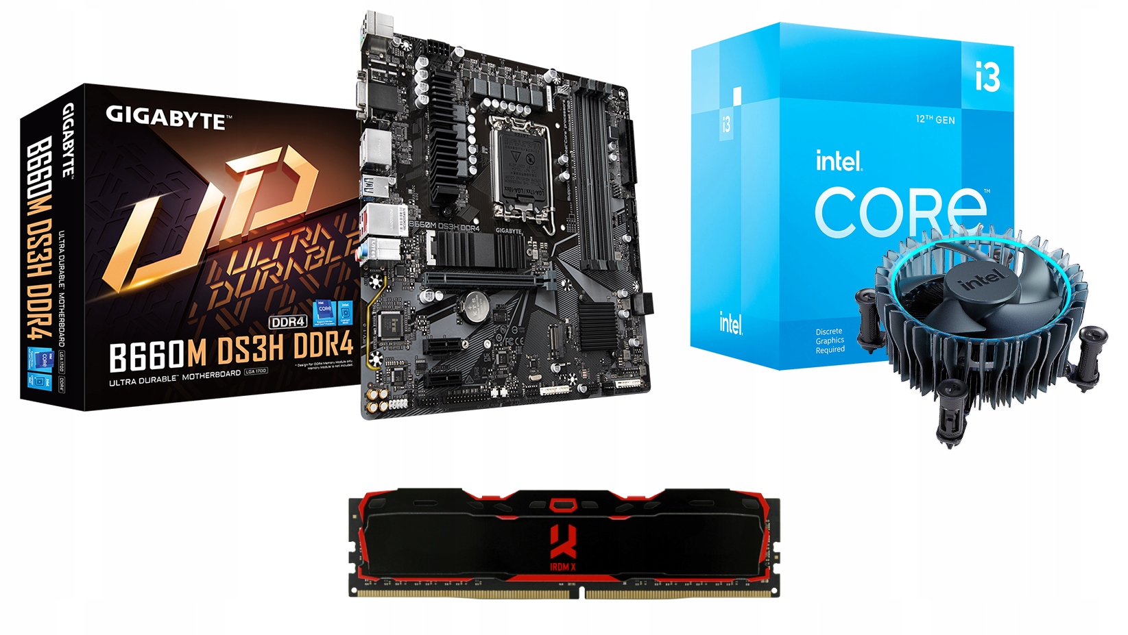 Zestaw Intel i3-12100F Gigabyte B660M 16G 3200