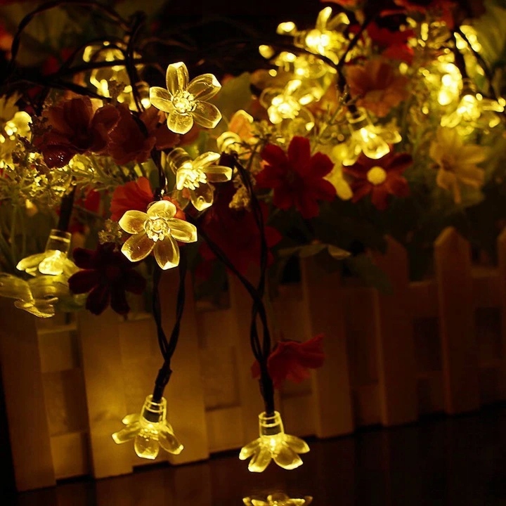 GIRLANDA SOLARNA KWIATKI LAMPKI OGRODOWE LED Długość 500 cm