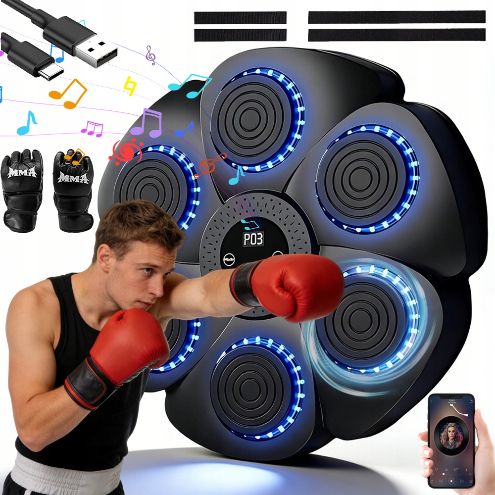 Tarcza Bokserska Treningowa Bluetooth Z Licznikiem Uderzeń 18 Prędkości