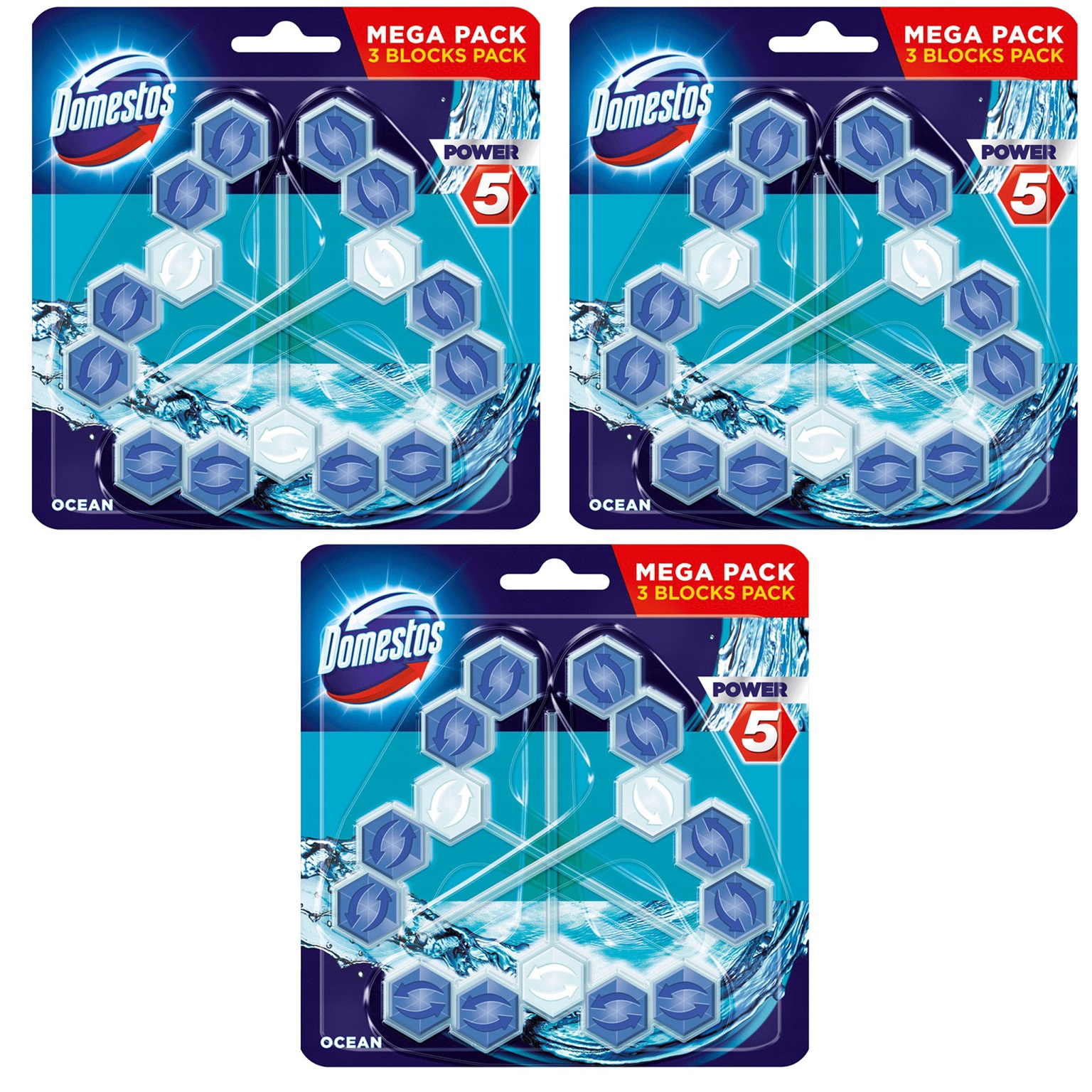 Levně Domestos Trio Power 5 Toaletní kostka na Wc 9x55g