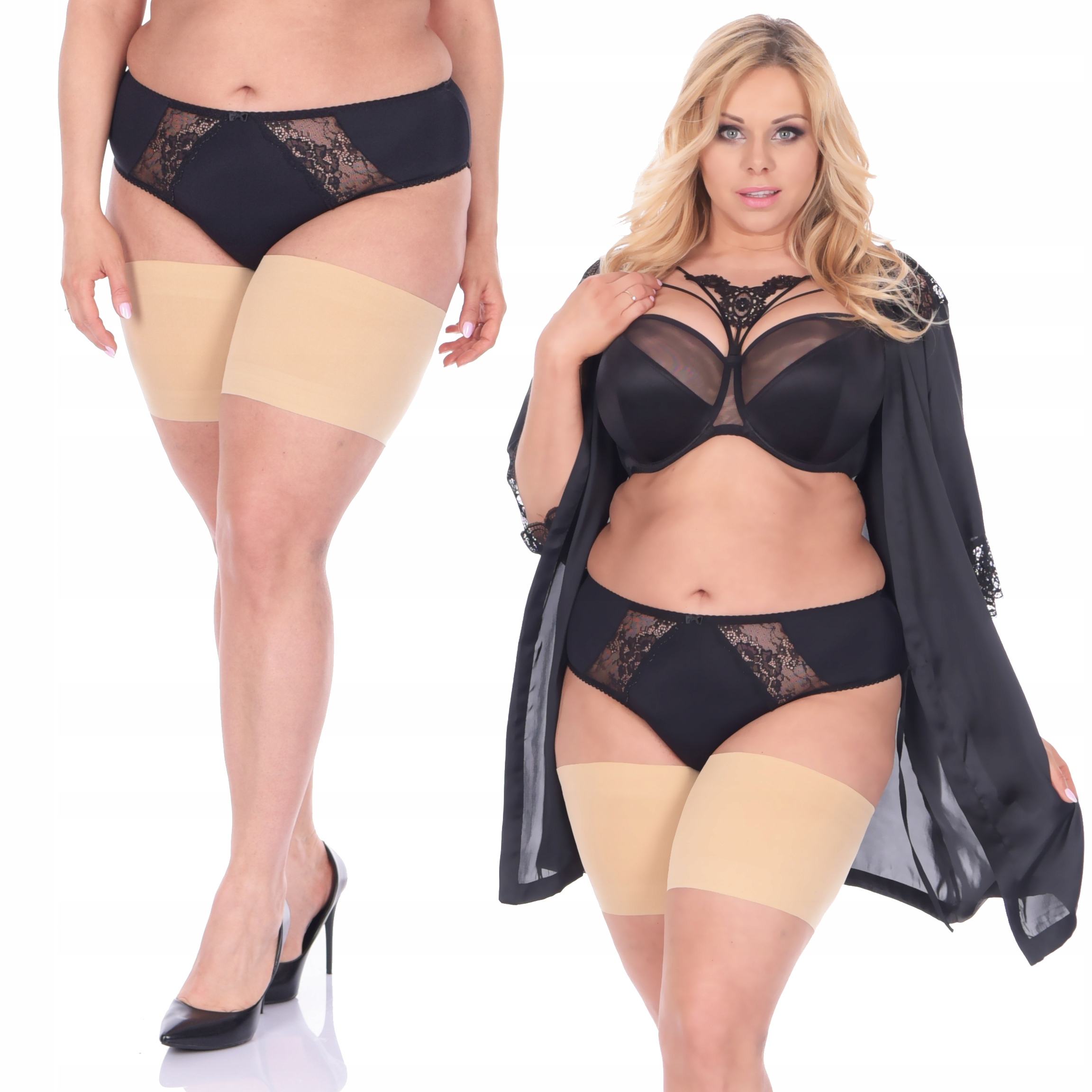 Satynowe OPASKI NA UDA przeciw otarciom 4x SILIKON Rozmiar 7/8