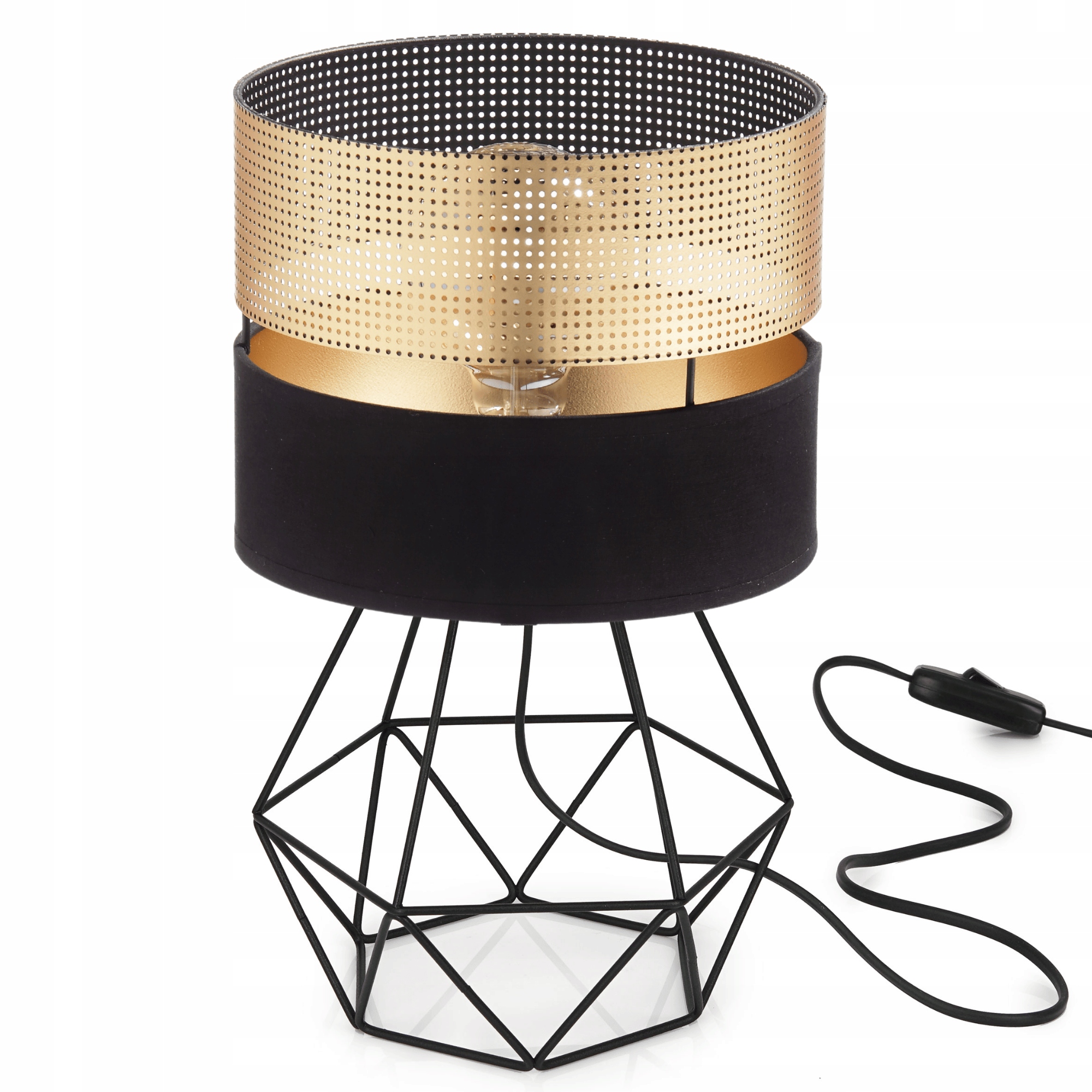 Noční Lampa Stolní Stínidlo S Dírkami Zlatá E27 Led Ažurová