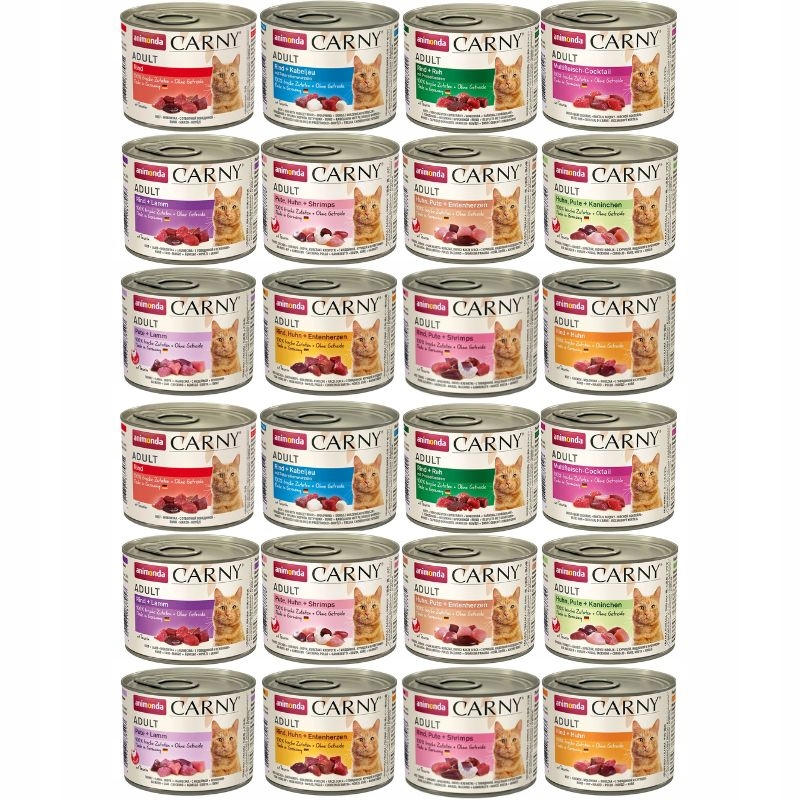 24x200g Animonda Carny Adult Karma mokra dla kota 16 Smaków Zestaw MIX
