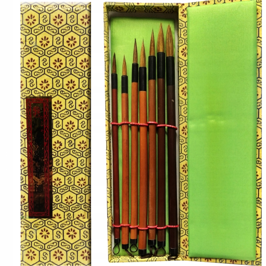 Sada 7 kaligrafických štětců z koňských žíní v kazetě A-20009