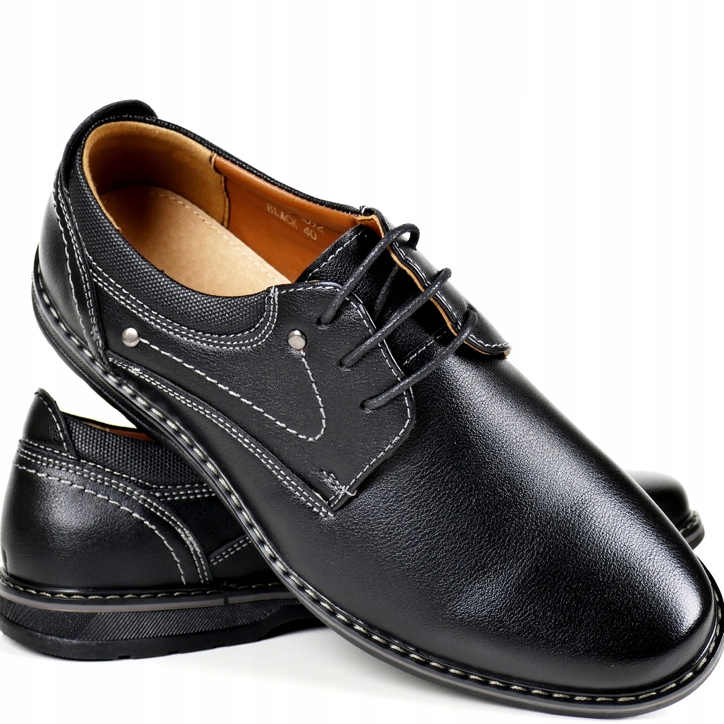 iButy Pánské Šněrovací Polobotky Unisoft Černé Lícové Pohodlné Pro Každodenní Nošení