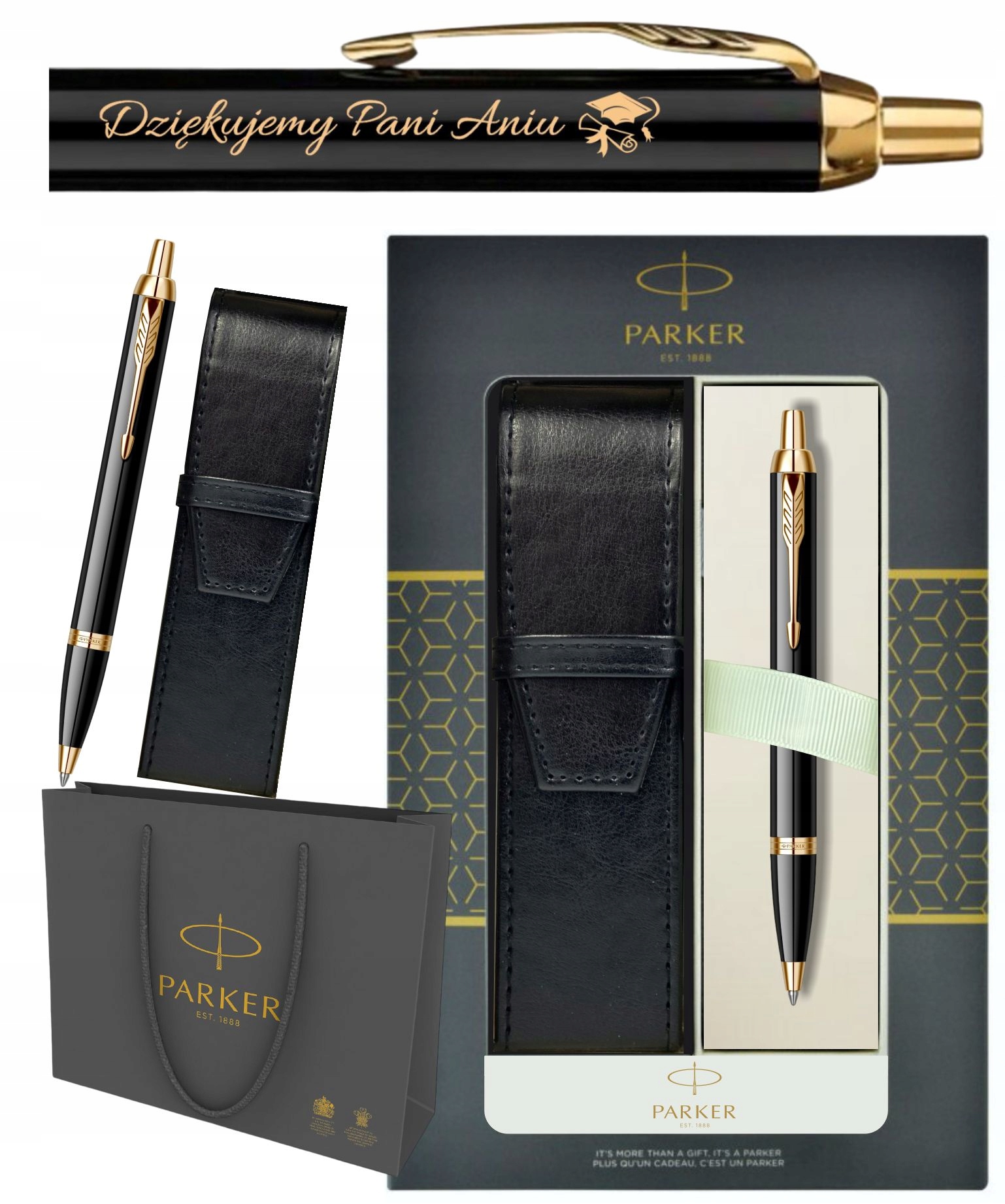 DŁUGOPIS PARKER IM ZŁOCONY GRAWER ELEGANCKI PREZENT PERSONALIZOWANY PUDEŁKO