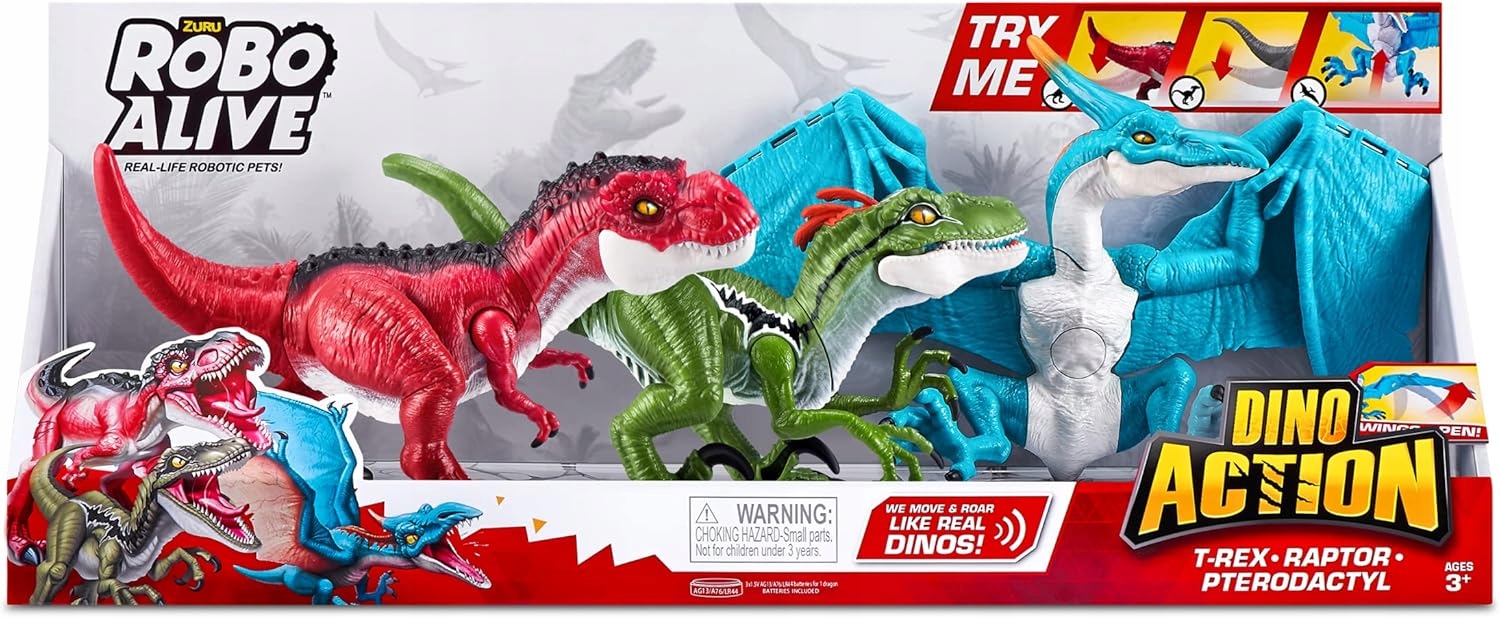 Zuru Robo Alive 3w1 Dino Interaktywny Dinozaur Pterodaktyl T-Rex Raptor