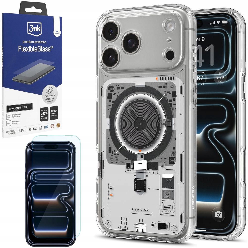 Pouzdro Spigen Ultra Hybrid s ochranou MagSafe a 3mk ochranným Sklo pro iPhone 17 Pro