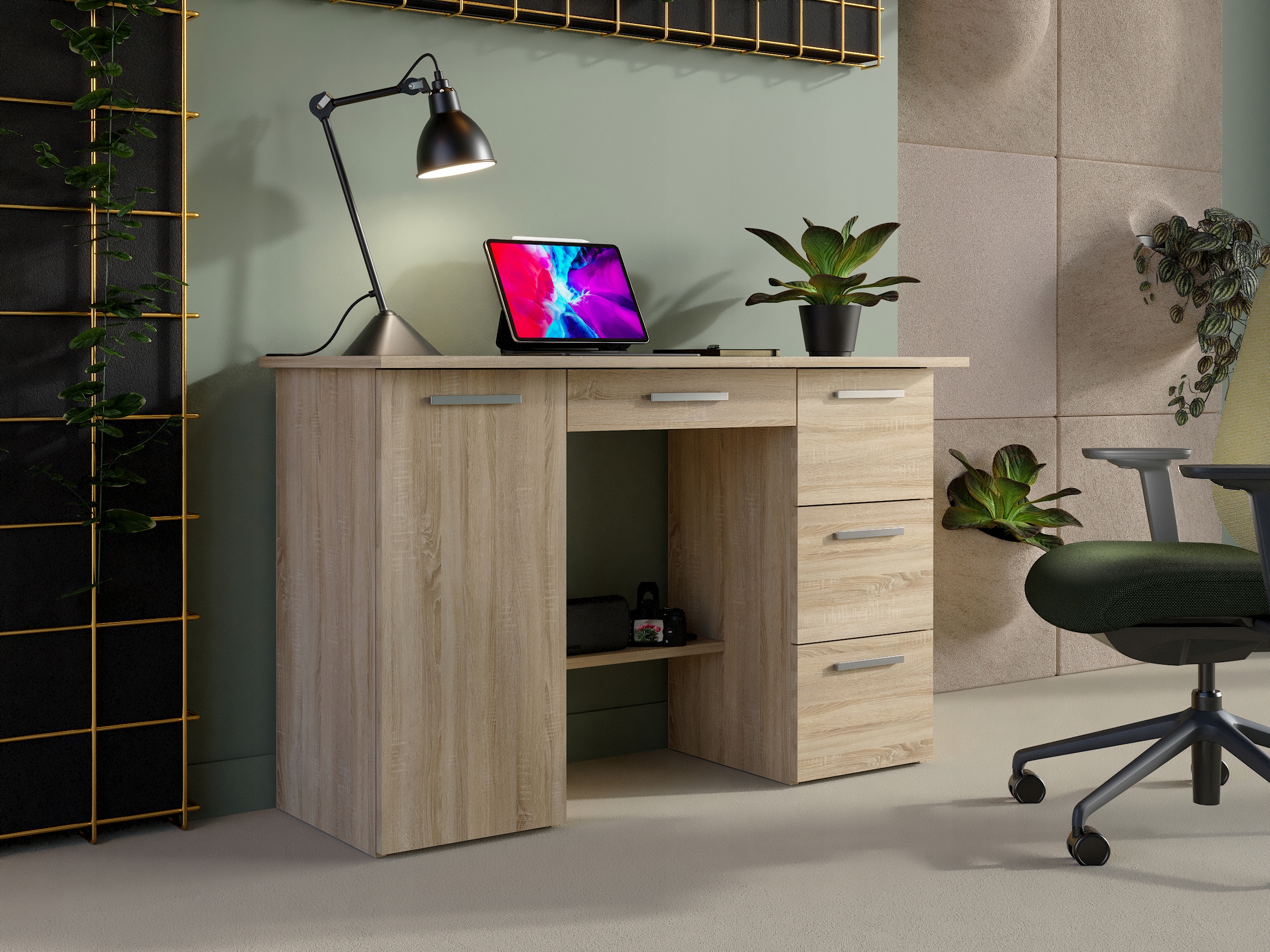 Biurko komputerowe z uchwytami nowoczesne Arizona B120 Dąb Sonoma Kolekcja ARIZONA