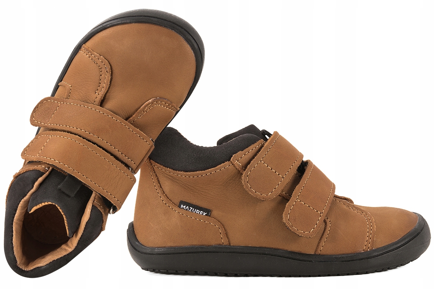 Mazurek 1302 Trzewiki Dziecięce Półbuty Barefoot Skóra brązowe 22 Brązowy