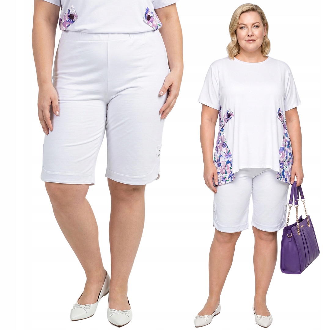Krátké bílé kraťasy s knoflíky plus size velikost 48/50