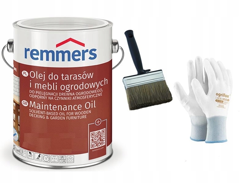 Olej Do Tarasów Remmers 5L Dąb Jasny Pędzel Rękawiczki