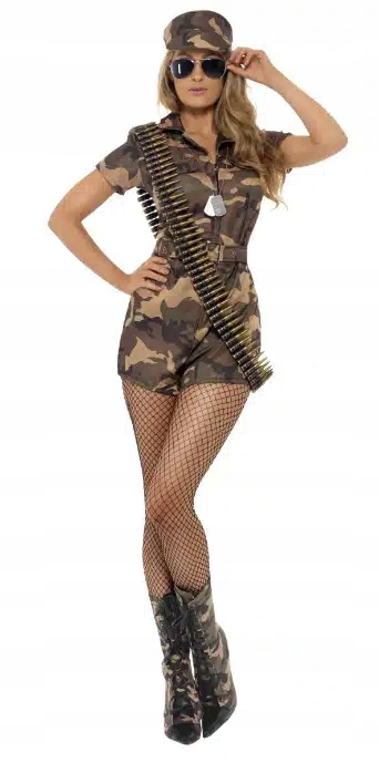 Kostým Žena Voják Armáda Vojenská Armáda Maskáč Karneval Xs