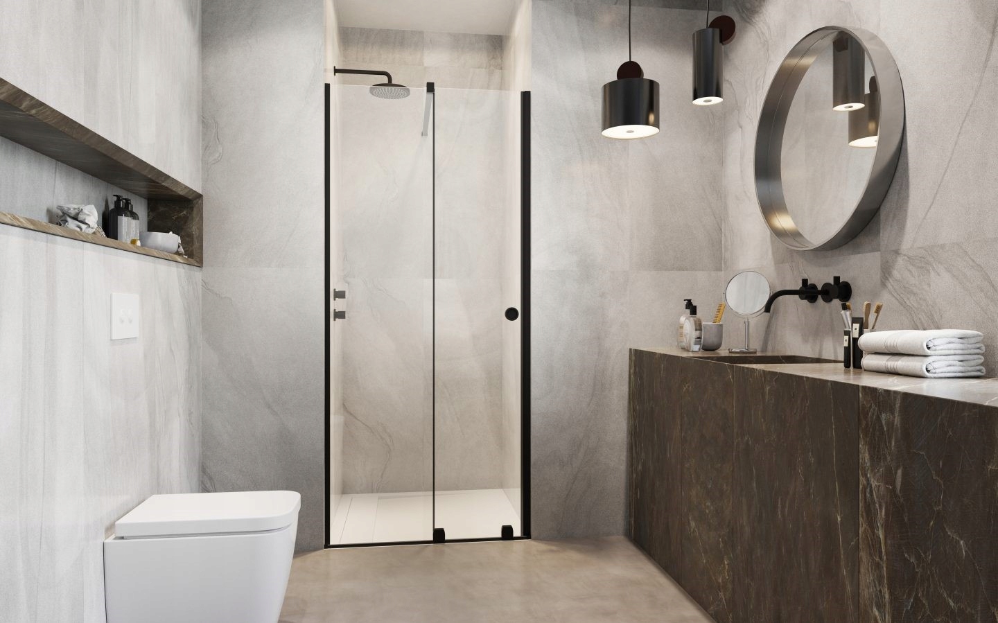 Drzwi RADAWAY Furo Black DWJ RH 90x200 LEWE Wykończenie szkła przezroczyste