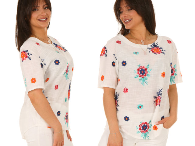 

F442 Haftowana bawełniana Bluzka Tunika wzory