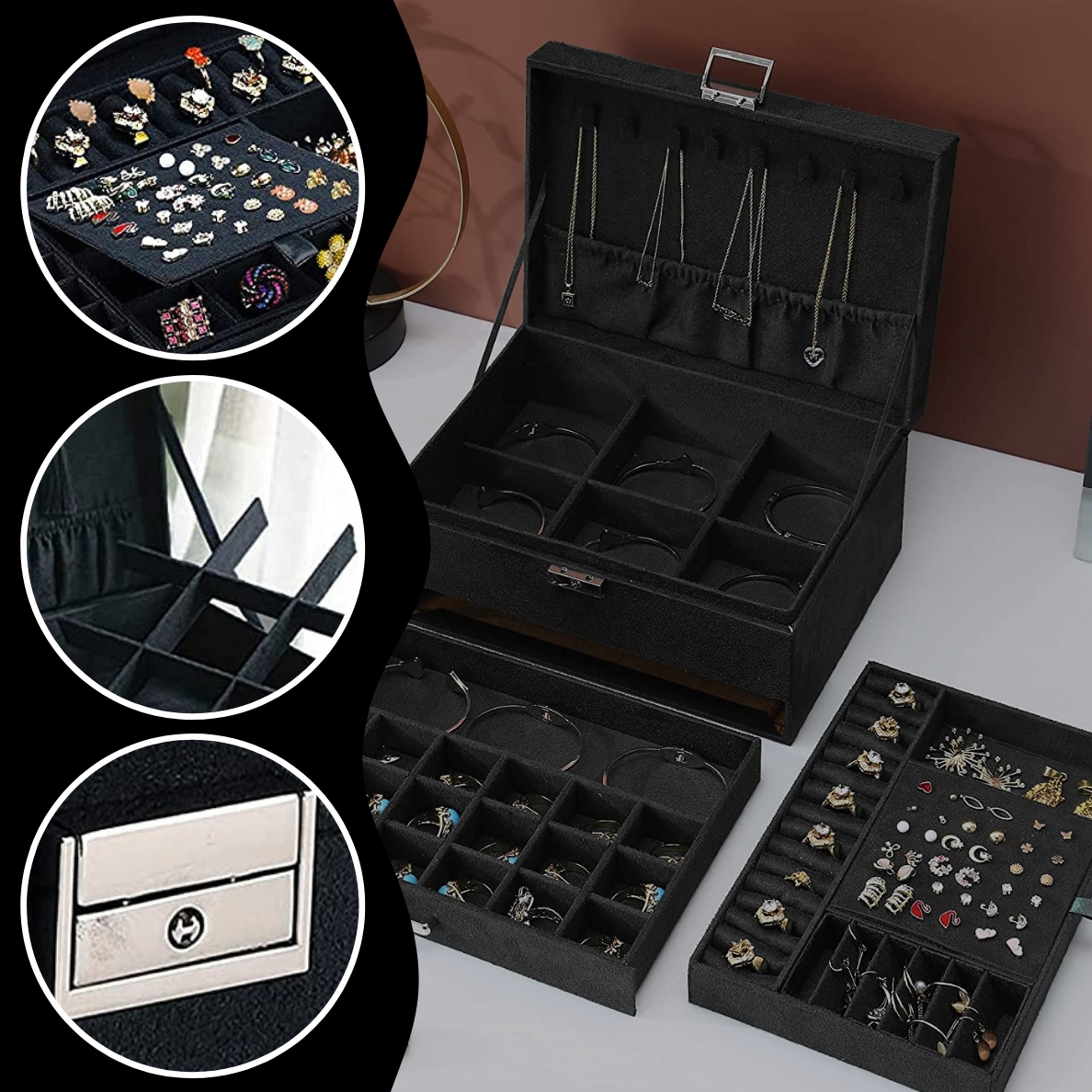 SZKATUŁKA NA BIŻUTERIĘ KUFEREK ORGANIZER ELEGAN CZ Marka Modeus