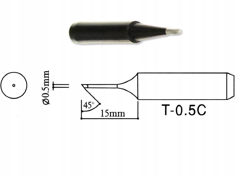 

Grot do stacji Pt Wep T-0.5C 0.5mm ścięty Black Hq