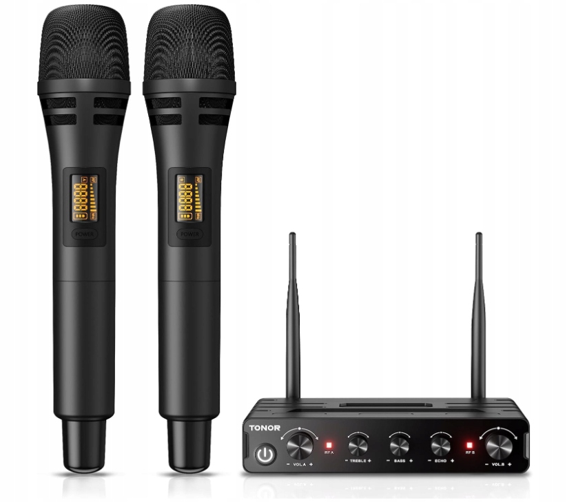 Mikrofony bezprzewodowe TONOR, podwójny ręczny dynamiczny system do karaoke