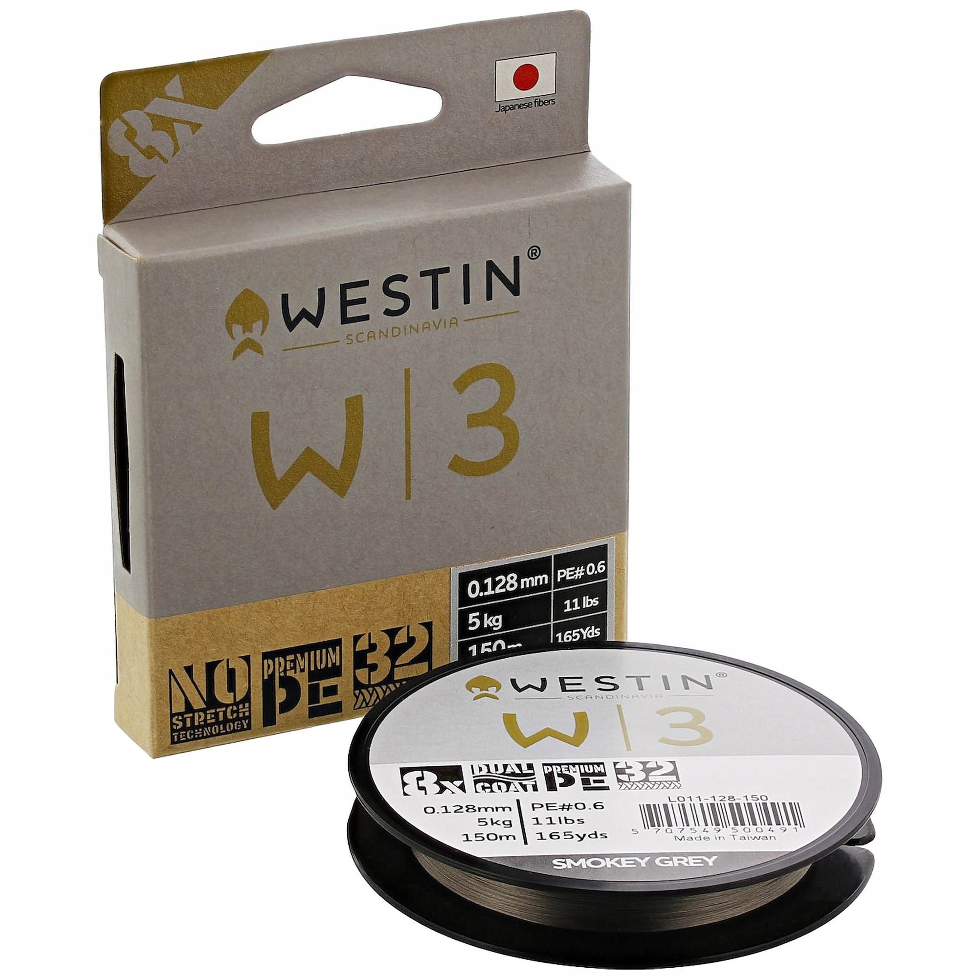 Plecionka Westin W3 8 Braid 0,128mm 150m 5kg 11Lbs Smokey Grey
