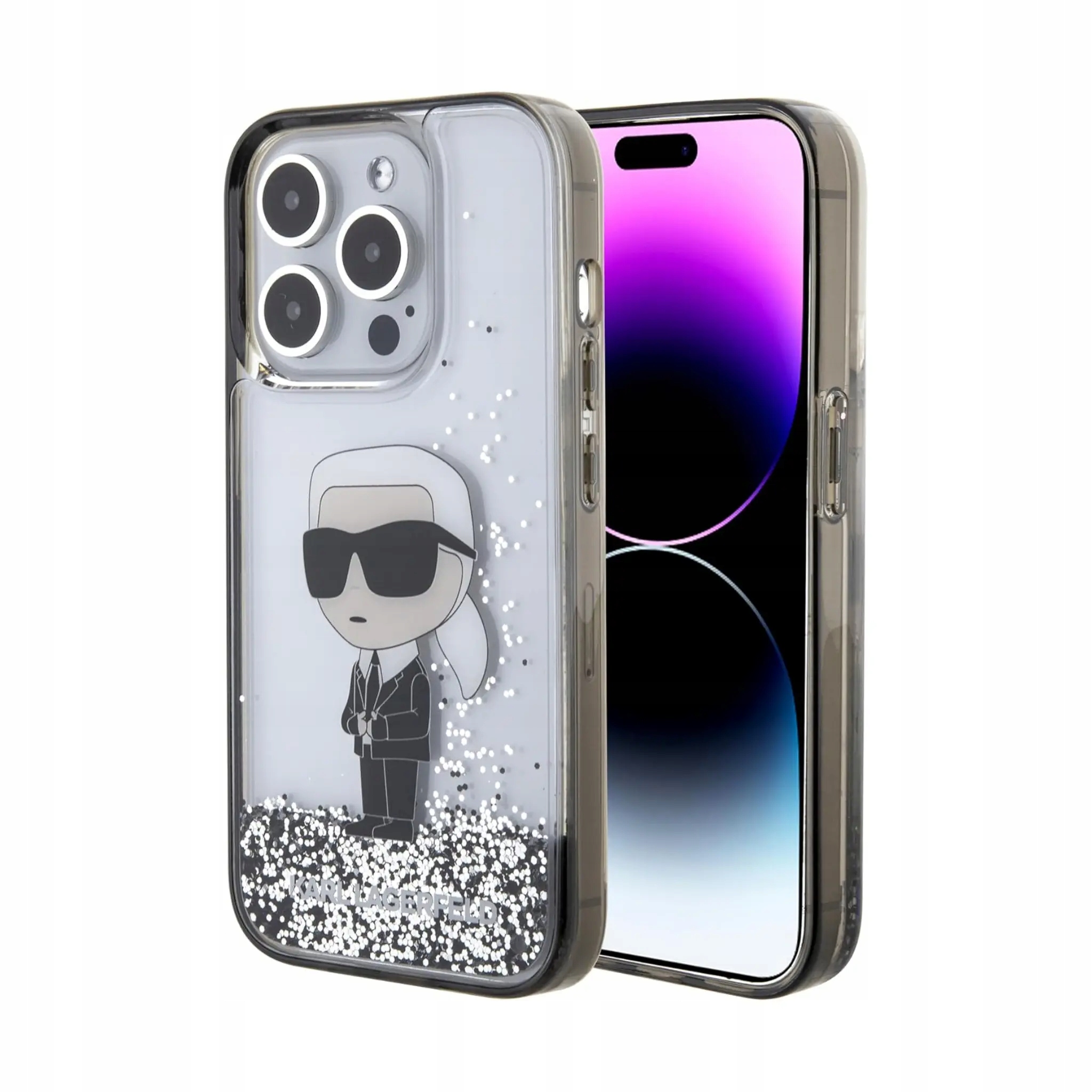 Karl Lagerfeld Liquid Glitter Ikonik Case, przezroczysty iPhone 15 Pro Max