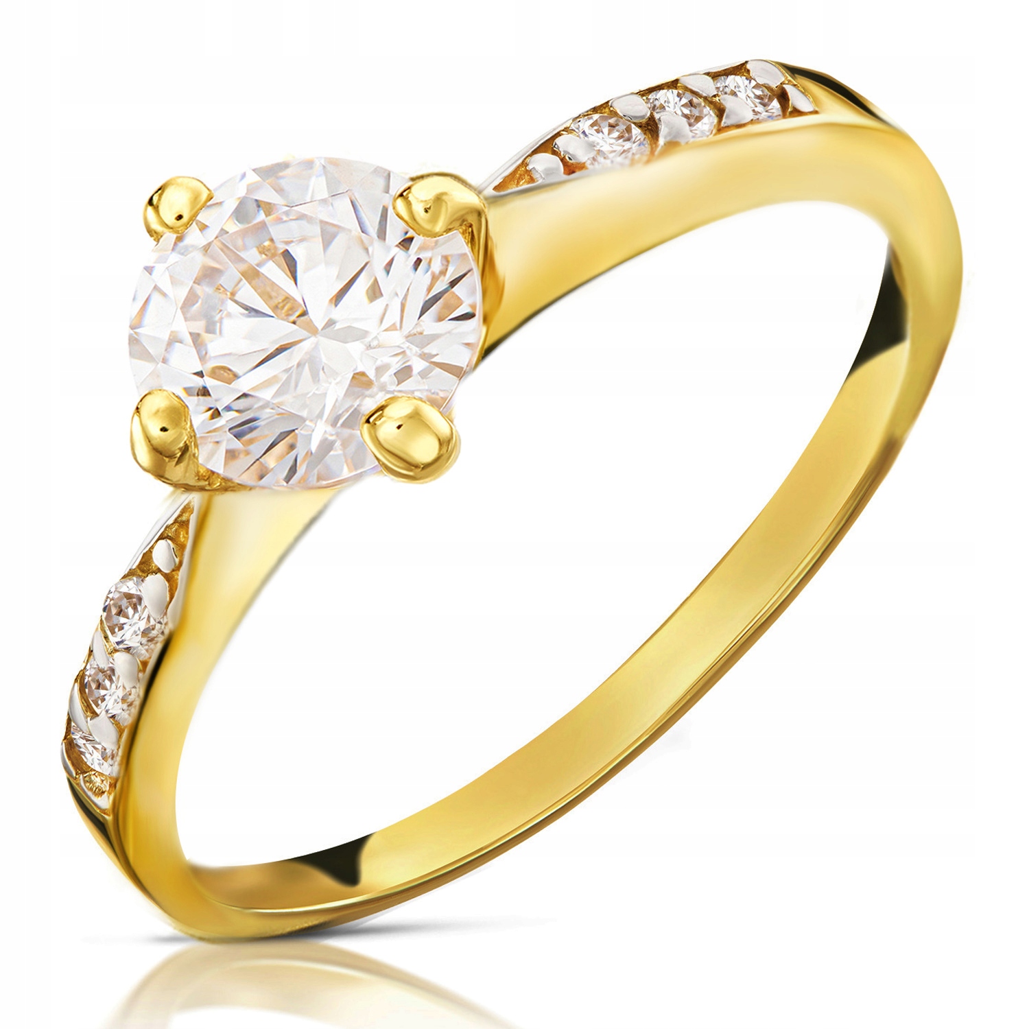 Złoty Pierścionek Zaręczynowy 585 14K Cyrkonia r12