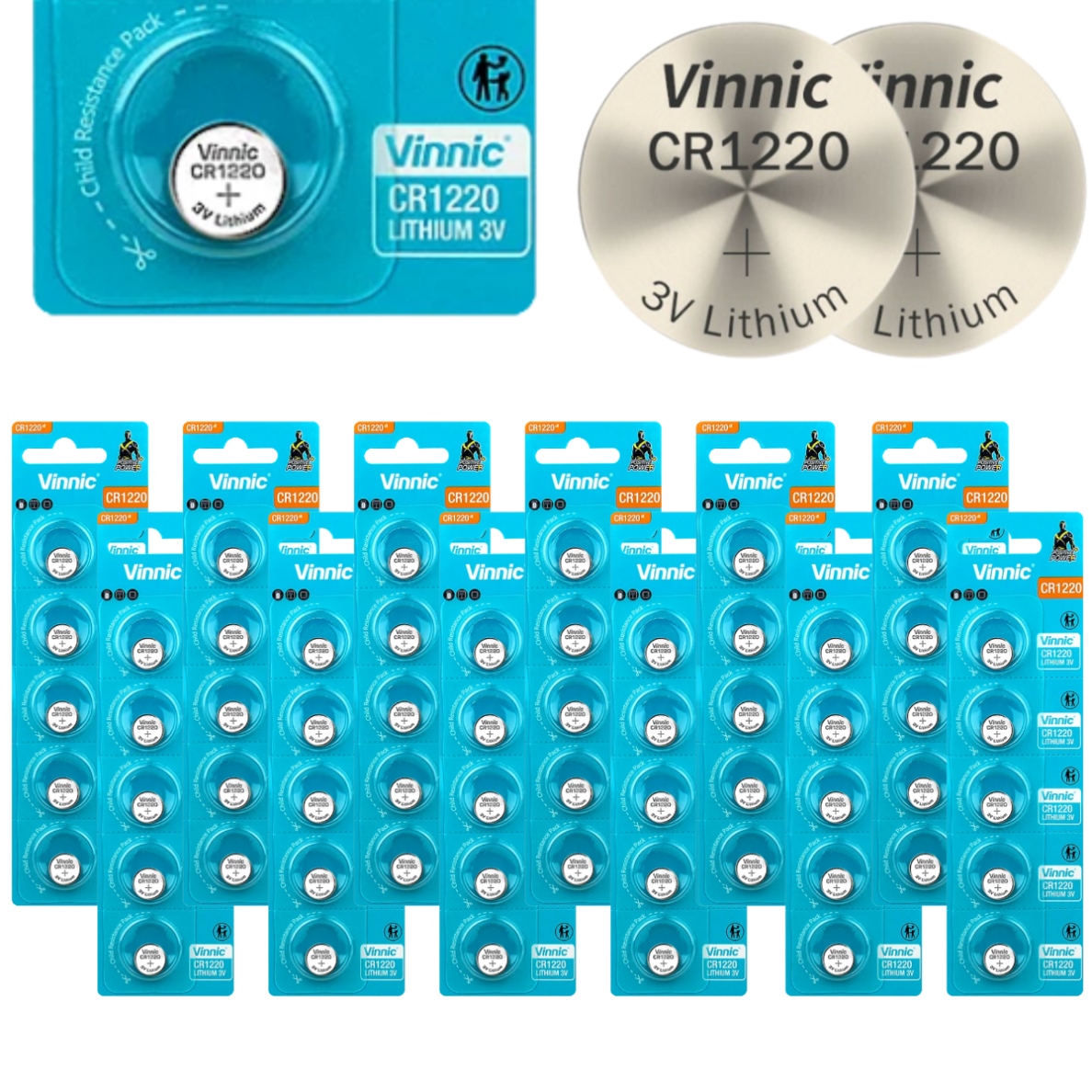 60 Ks Baterie CR1220 3V Lithiové Blistrové DL1220 ECR1220 BR1220 Dálkové Ovládání Ploché