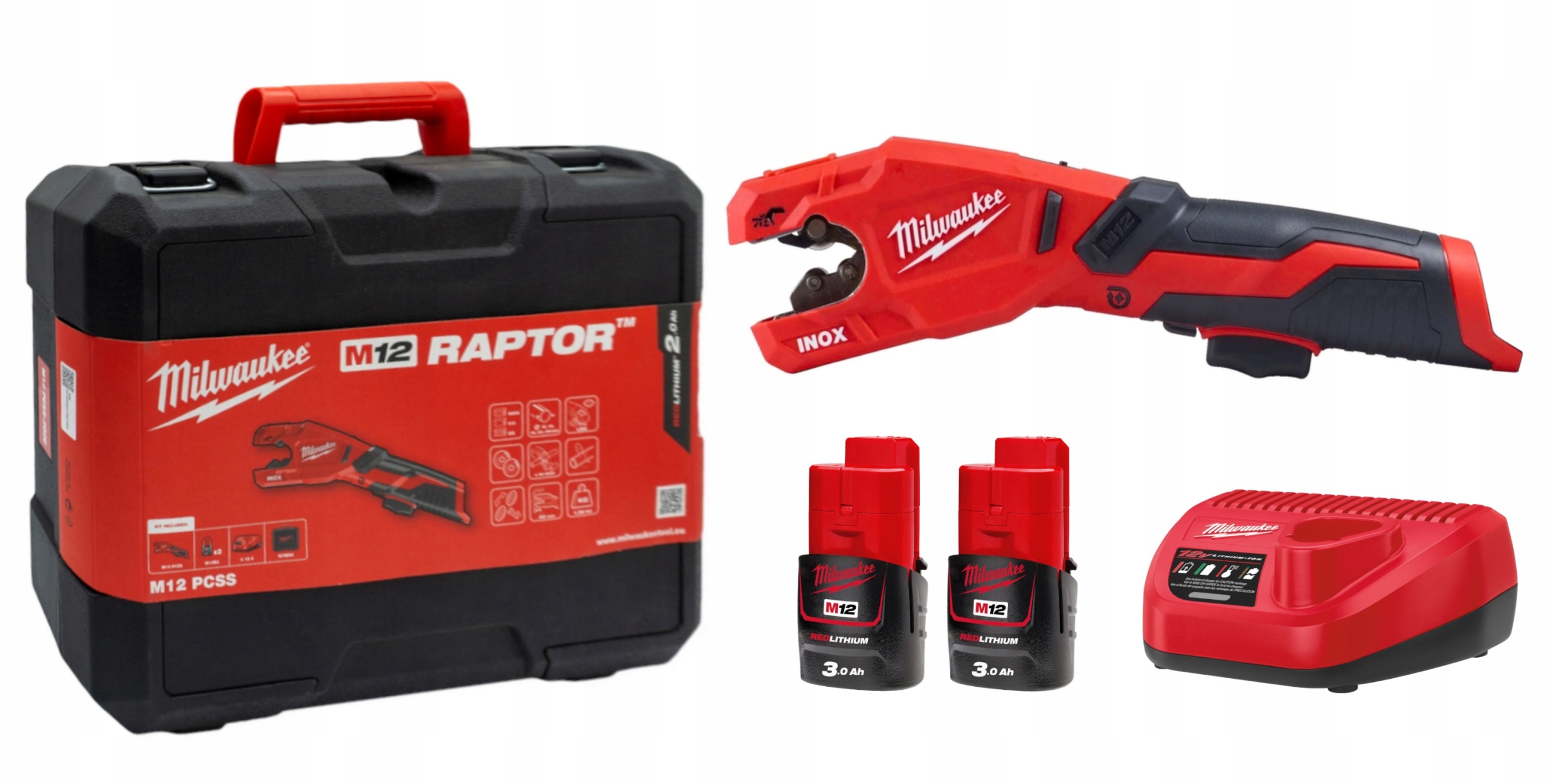 Ořezávač Trubek Milwaukee Raptor M12 12V 2x2Ah Nabíječka Kufr