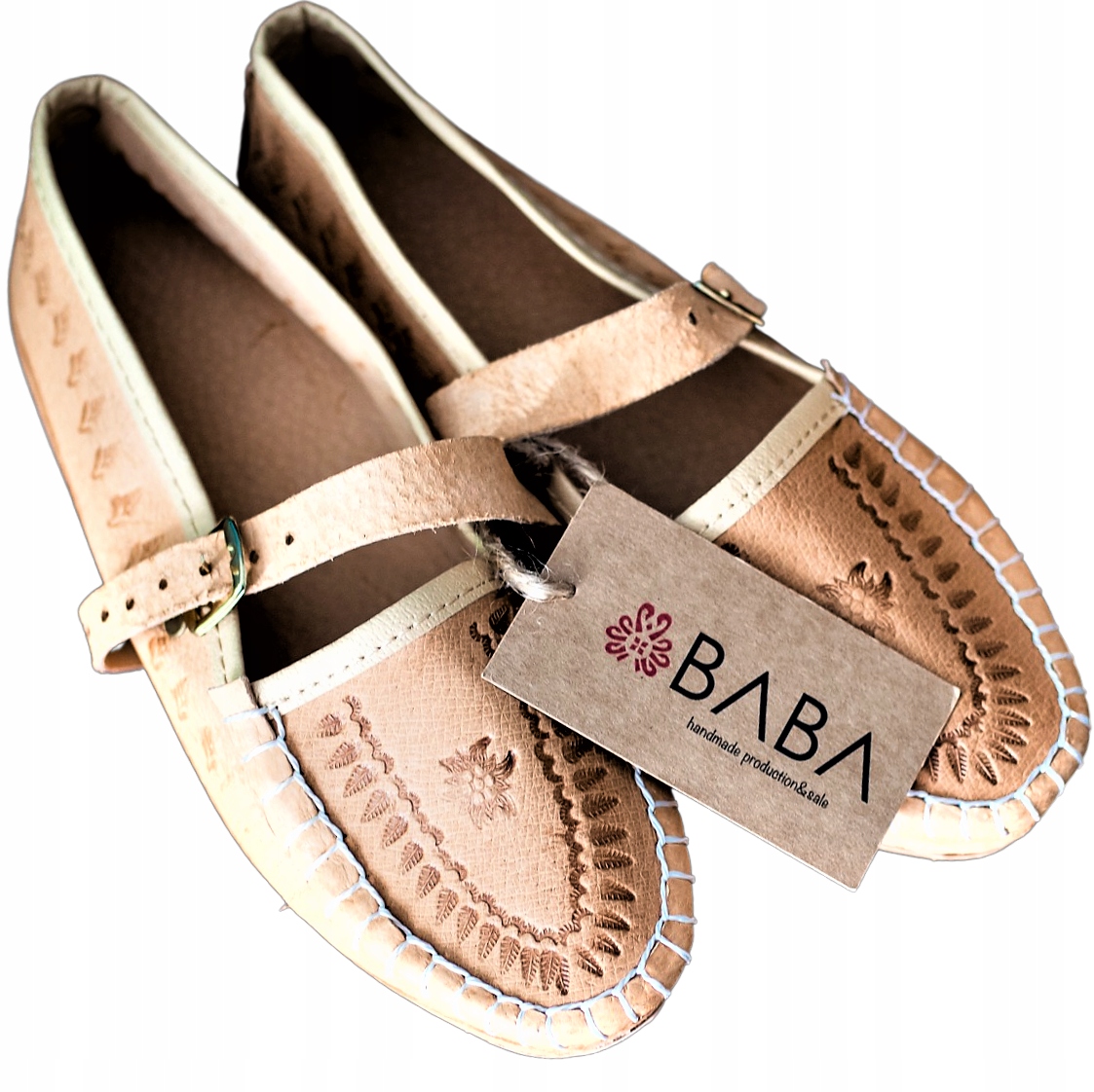 Baba buty mokasyny skórzane damskie kapcie pantofle kierpce skóra naturalna