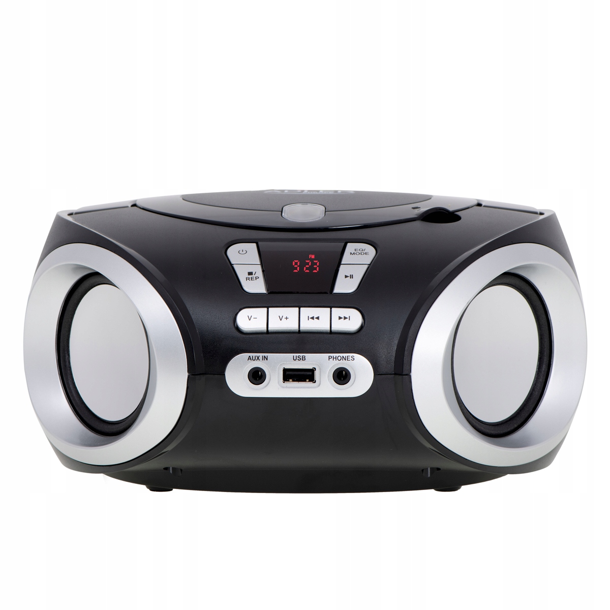 RADIOODTWARZACZ BOOMBOX FM CD/MP3 USB AUX WIEŻA Szerokość produktu 23.5 cm