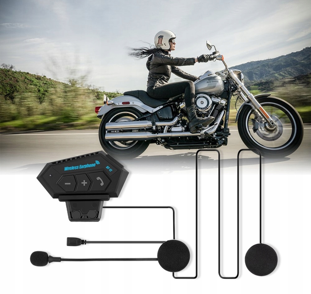 SŁUCHAWKI BLUETOOTH MOTOCYKL BT 5.0 DO KASKU BT12