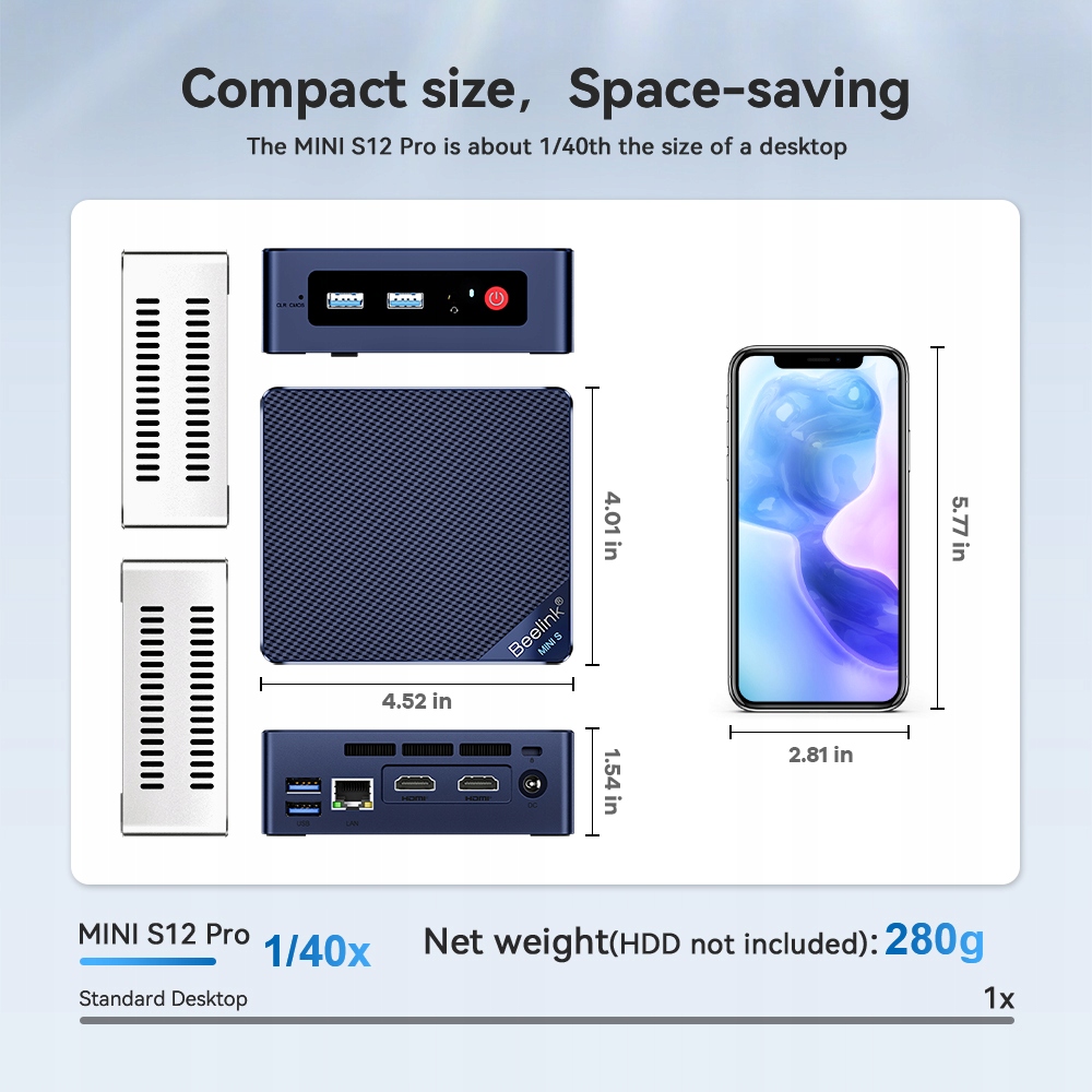 Mini PC minikomputer 16GB RAM 500GB SSD Procesor Intel Alder Lake