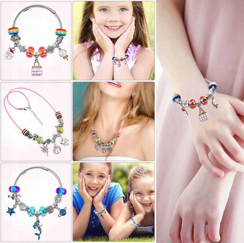 KORALIKI ZESTAW DO ROBIENIA BRANSOLETEK CHARMS BRANSOLETKI Płeć chłopcy dziewczynki