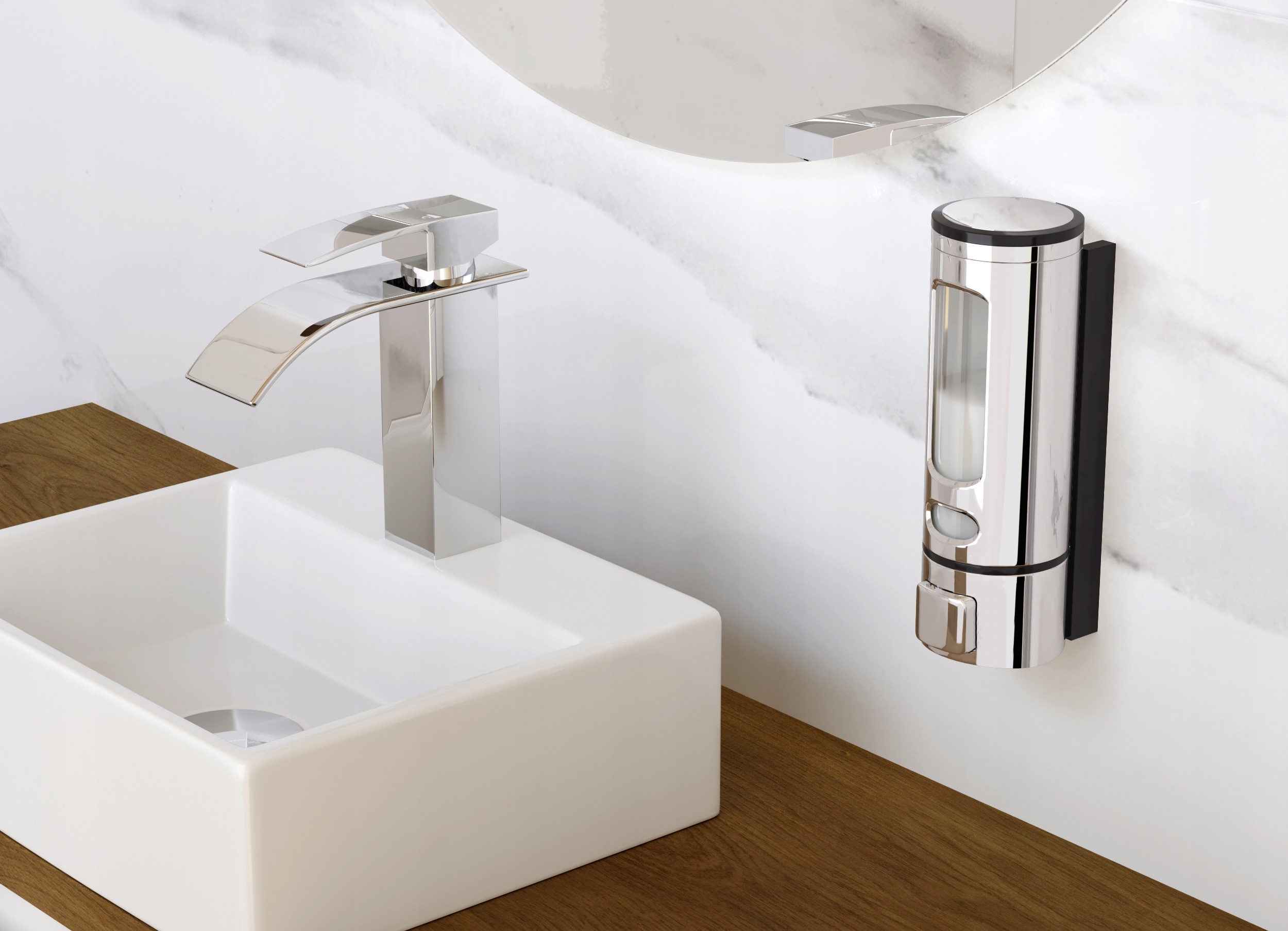 DOZOWNIK ŚCIENNY CHROM PŁYNU MYDŁA ZLEW ŁAZIENKA Marka Granitan