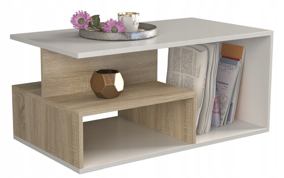 Konferenčný stolík Prima dub sonoma/biely
