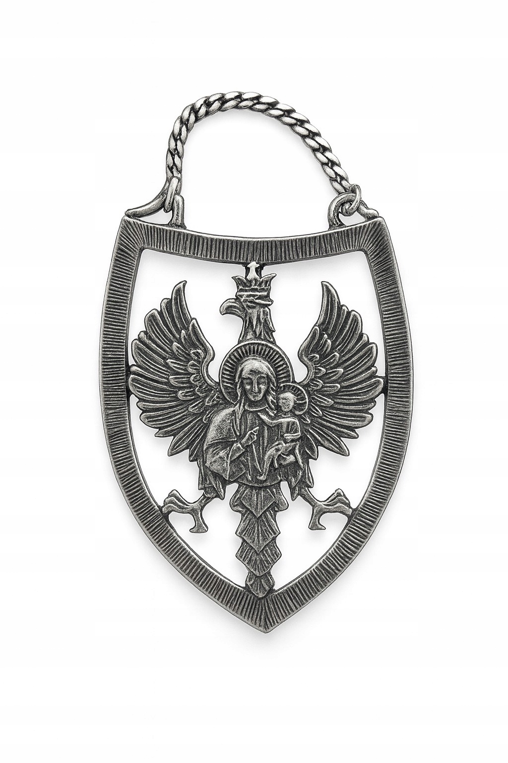 Nádherný Matka Boží Boží, Bílý Orel Přívěsek Stříbro 925