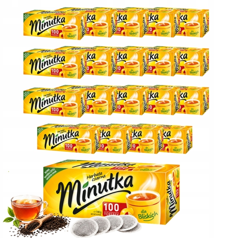 Herbata Czarna ekspresowa Minutka 100 torebek duże opakowanie x20