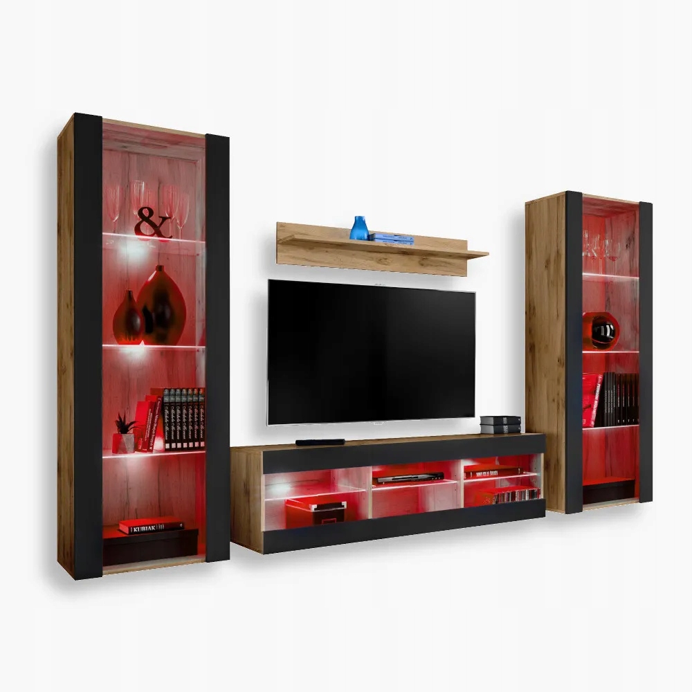 komodee Tivoli Grande Rtv súprava do obývačky Dub Wotan-Čierna Rgb Led