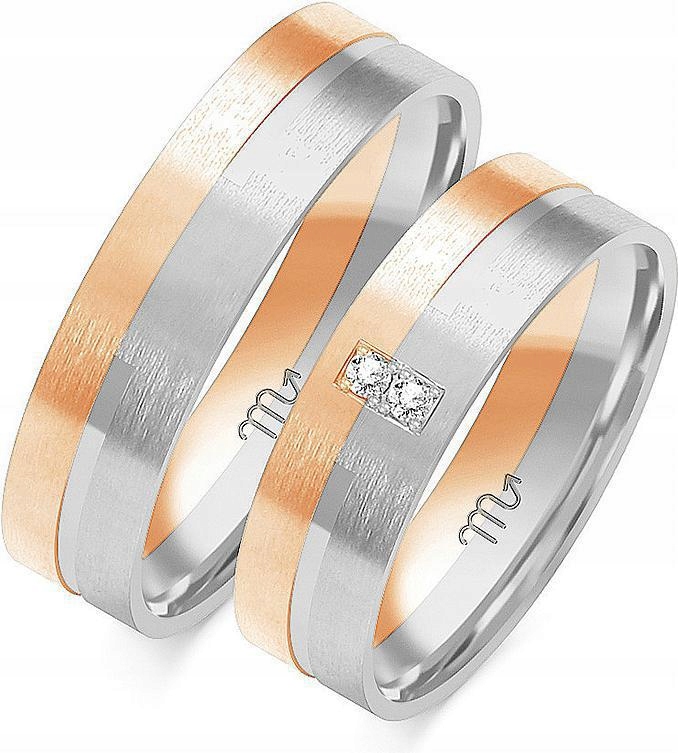 Snubní prsteny z růžového zlata pro svatba 585, rok 17 18 19, stylová kolekce pro svatba
