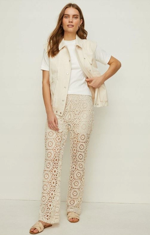 OASIS SPODNIE BEŻOWE DAMSKIE DŁUGIE PROSTE S 1YFJ