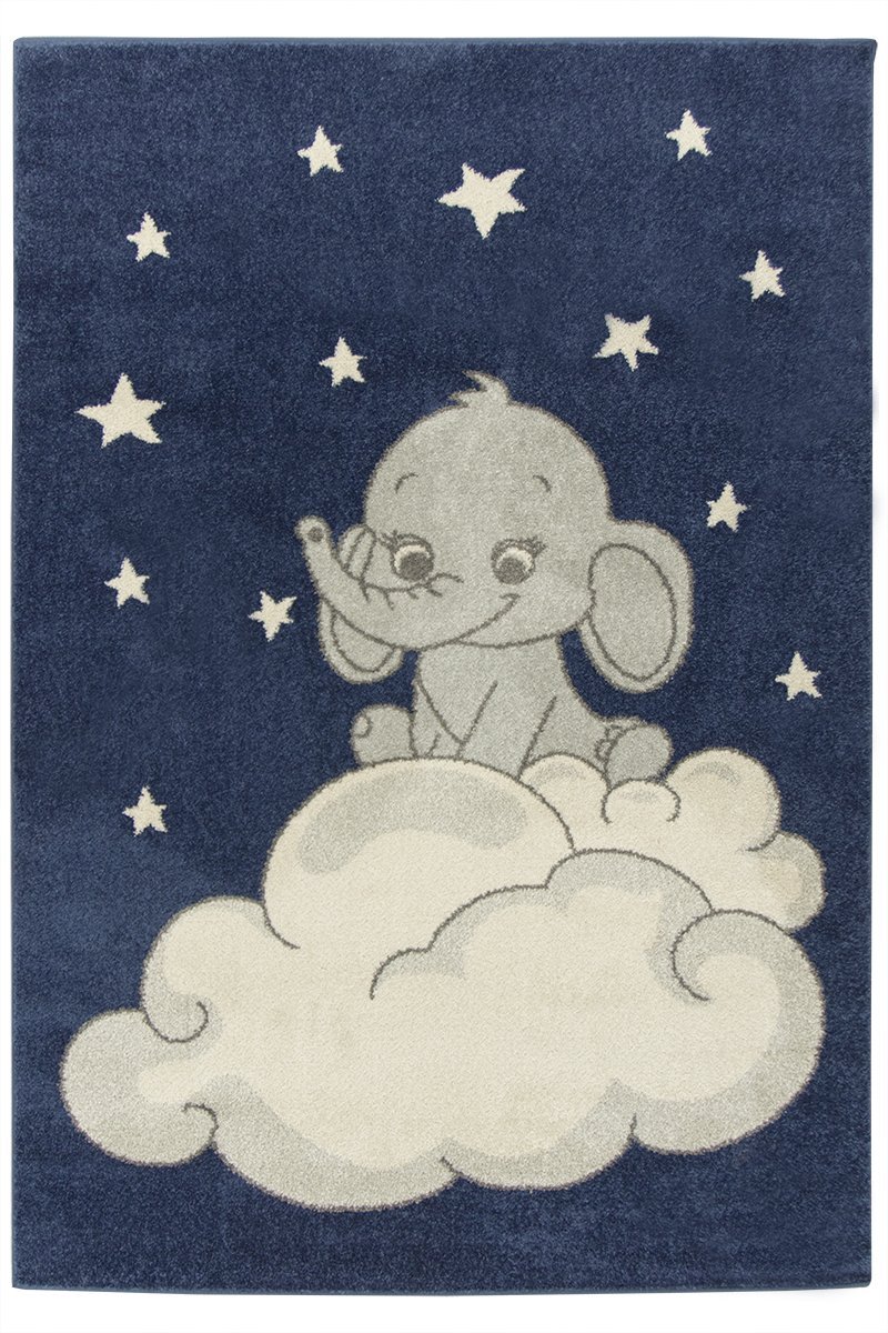 

160x230 cm Ciemny Niebieski Dywan Słonik Chmurka
