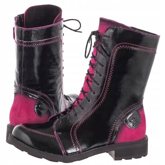 Boty Kotníkové Boty Kožené Maciejka Fuchsiová+Černá 06661-15