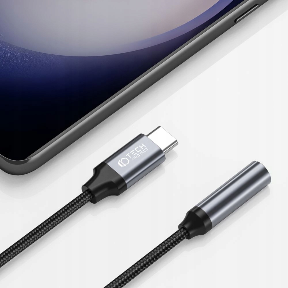 ODPORNY KABEL PRZEJŚCIÓWKA AUDIO ŻEŃSKI AUX MINI JACK 3.5MM / TYPE-C USB-C Marka Tech-protect