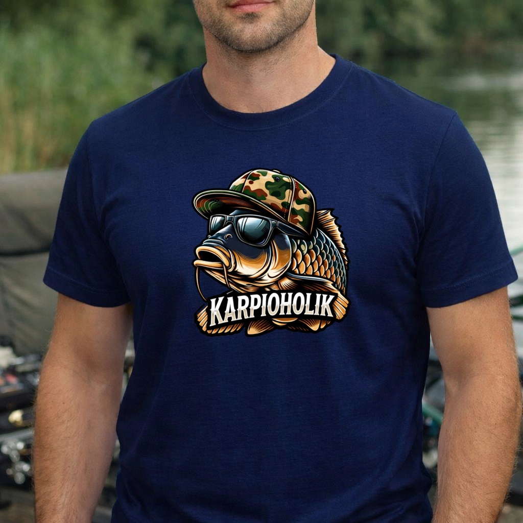Koszulka dla wędkarza z nadrukiem Karp Karpioholik 4XL
