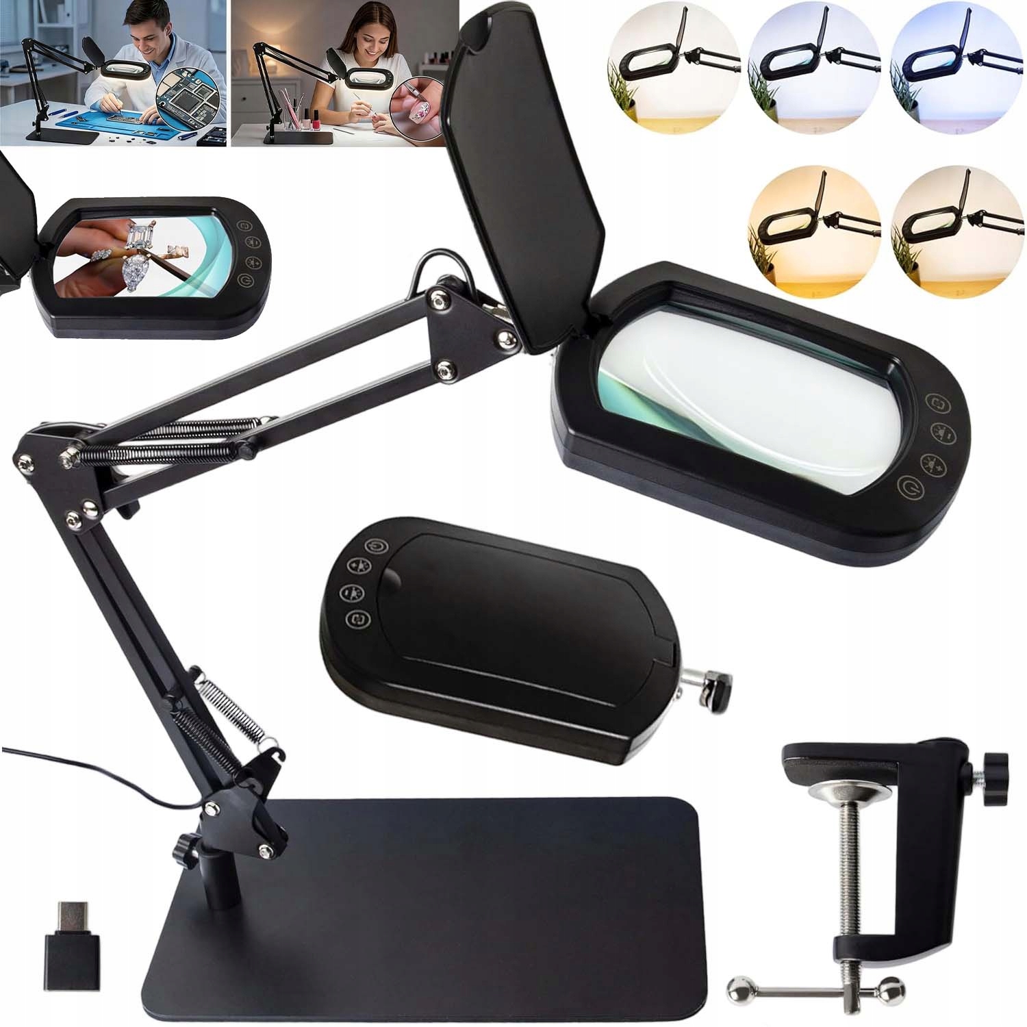 Led Lampa Lupa 10X Sklo Stolní Rýsovací Lampa 5 Režimů