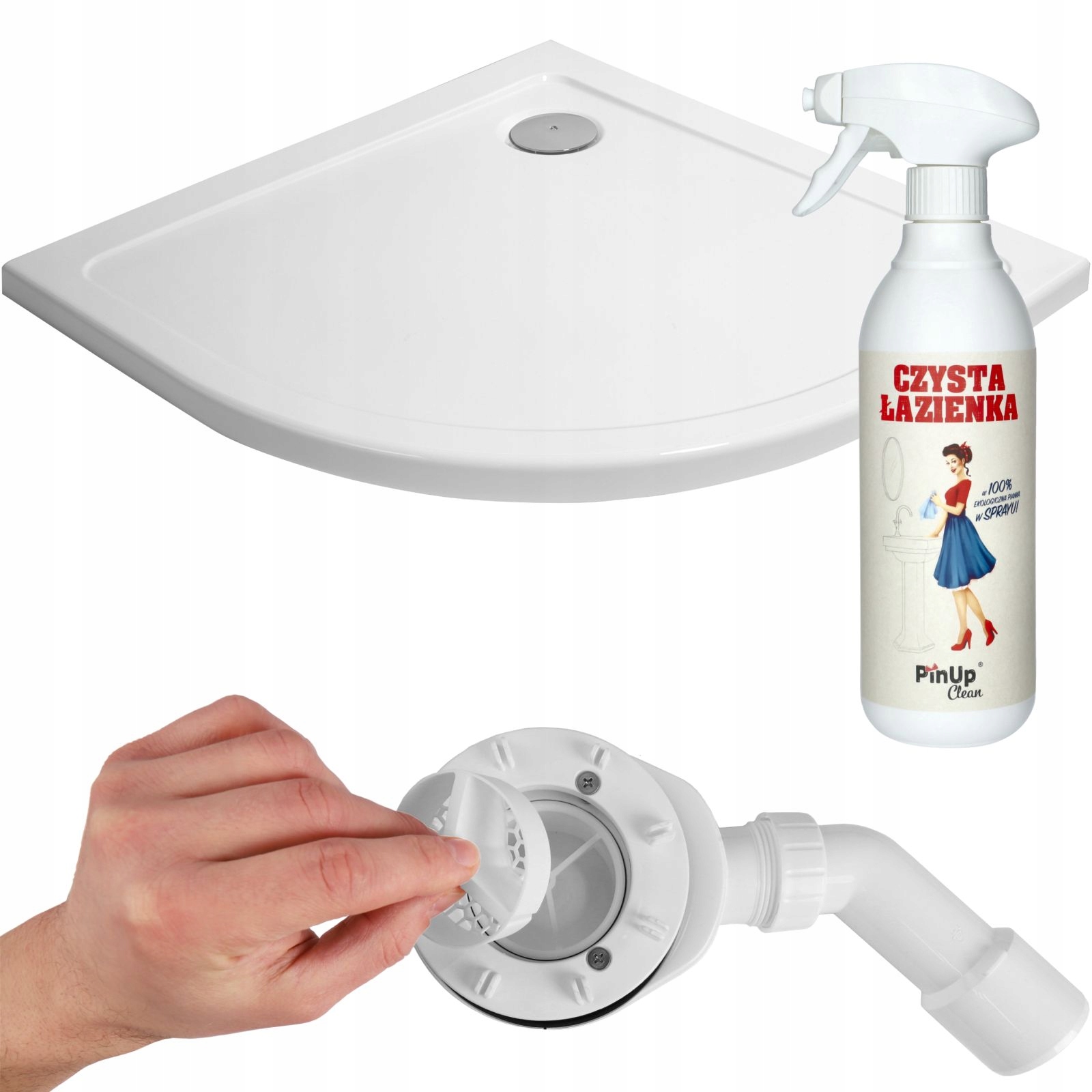Brodzik 90x90 półokrągły antybakteryjny prysznicowy niski biały Standard
