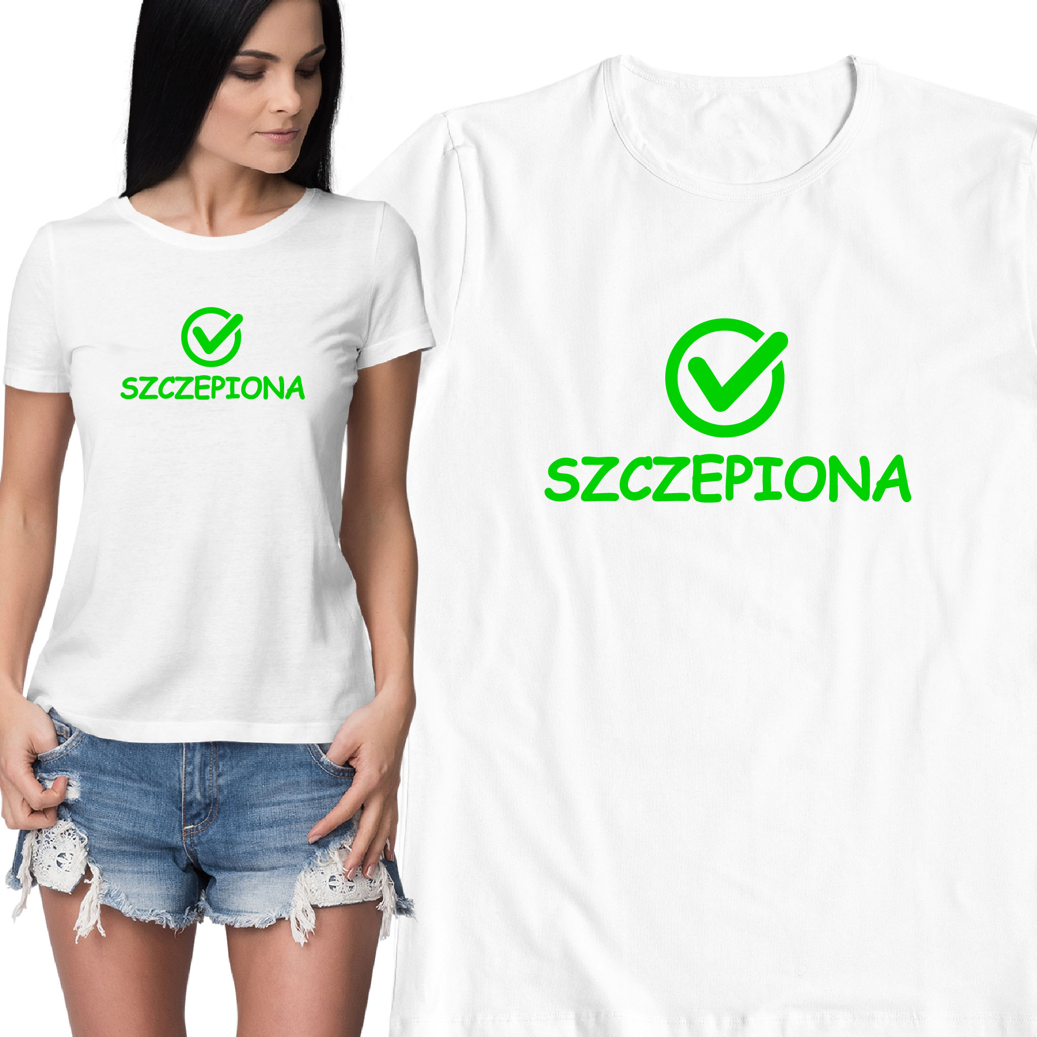 

Koszulka Z Nadrukiem Szczepienia Zaszczepiona