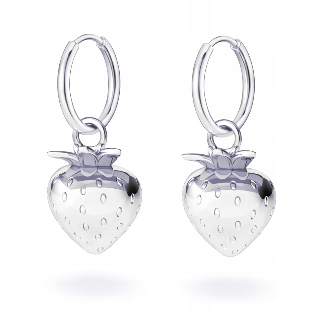 Ovoce jahoda jahody Stříbrné náušnice kola stříbro 925