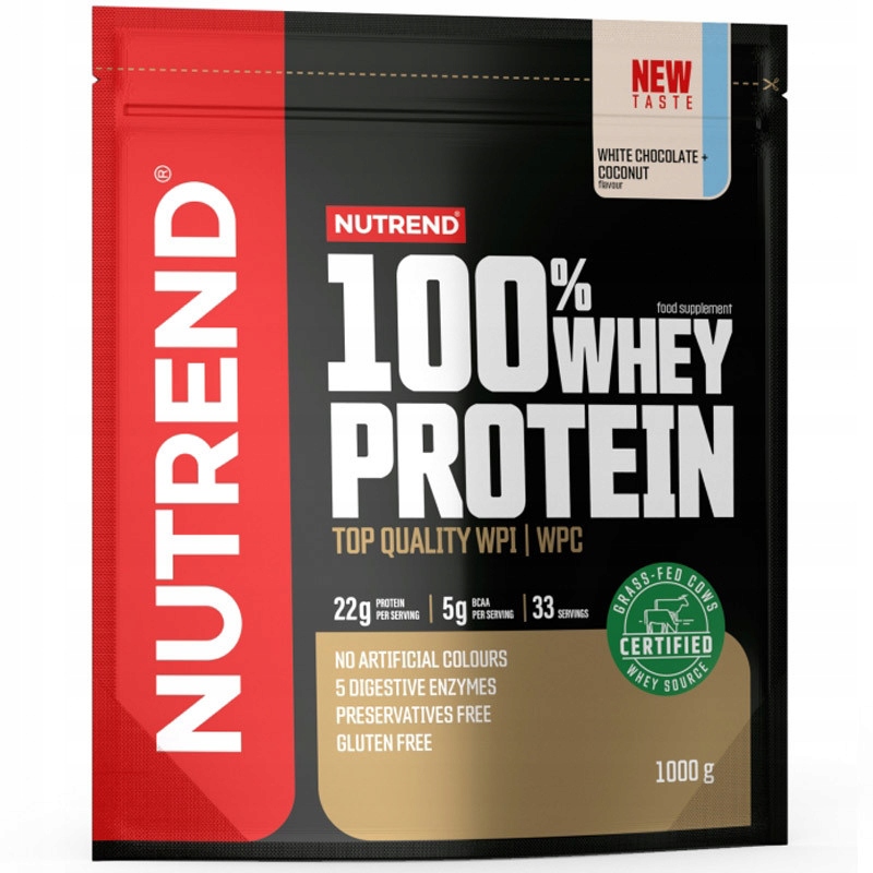 Nutrend 100% Whey Protein 1000 g Bílkovina Rozšíření Svalové Hmoty