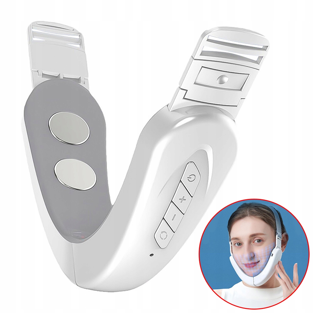 Modelující Masážní Přístroj Na Obličej Ems Usb Fototerapie Bílý Na Bradu 155 Mah