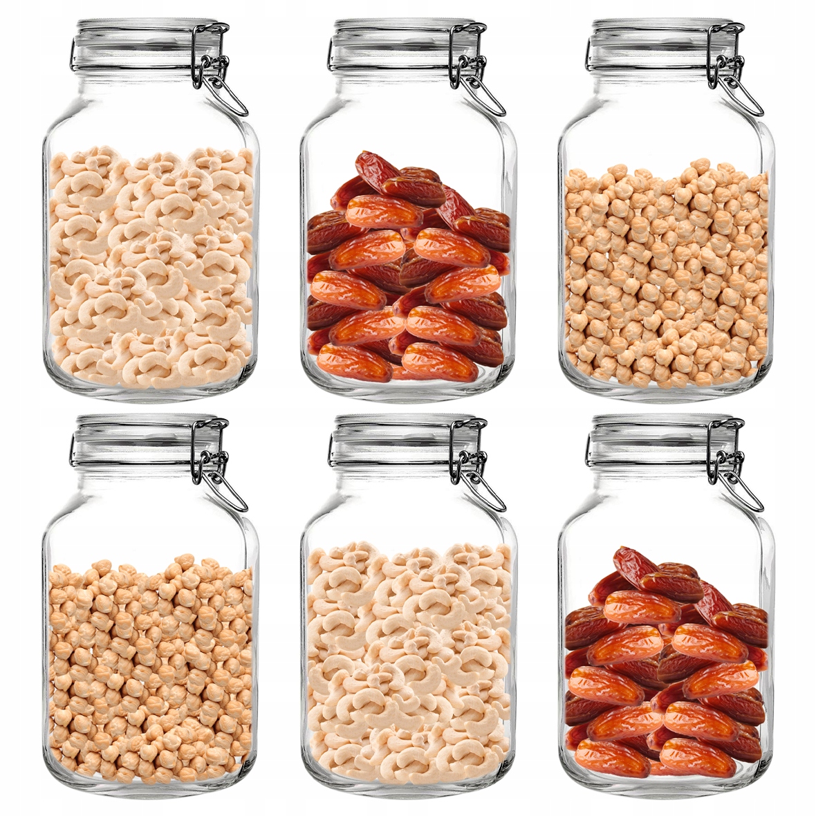 Sklenená Nádoba S Tesnením Potravinárske výrobky Sypké Tekuté 3L 6ks